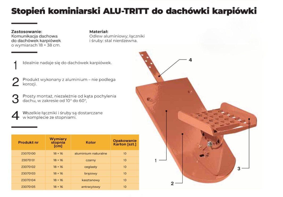 stopień kominiarski ALU-TRITT do dachówki karpiówki