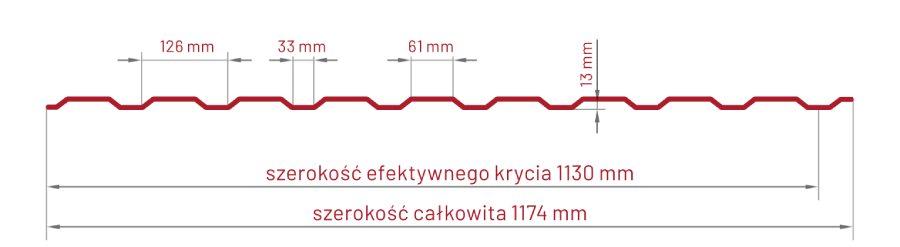 Blacha trapezowa T-14, profil elewacyjny, przekrój