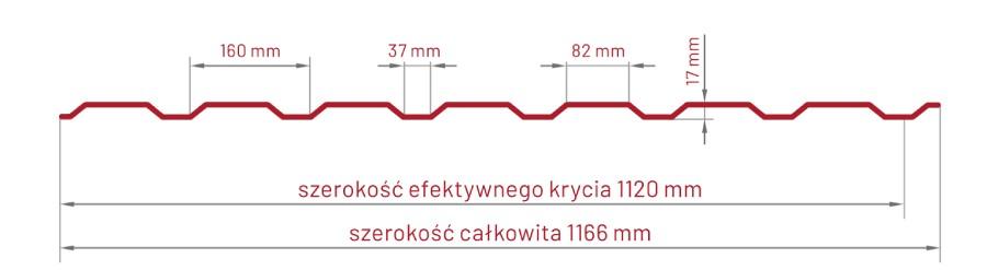 Blacha trapezowa T-18, profil elewacyjny, przekrój