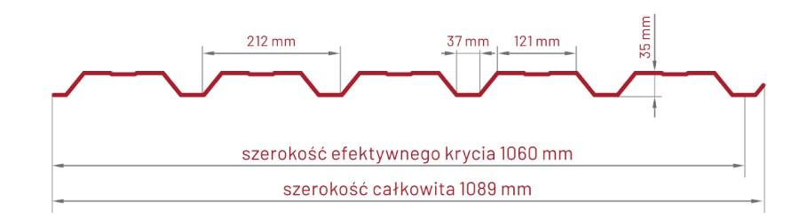 Blacha trapezowa T-35, profil elewacyjny, przekrój